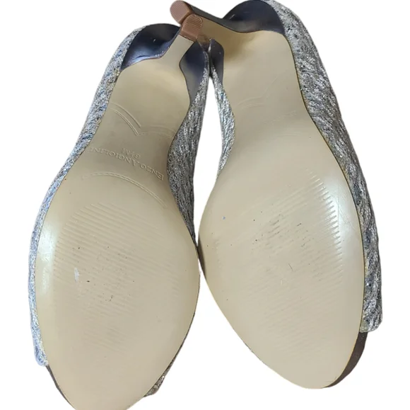 Enzo Angiolini Maiven silver Peep Toe Pump size 6.5 embellished - Picture 9 of 11